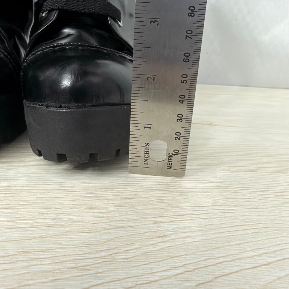 Schutz Black Leather Combat Boots Womens Size 8 B Heel Lace Up - Picture 3 of 13